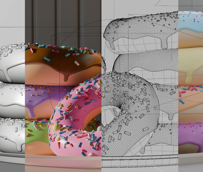 a collage of the blender's viewports